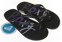 Roxy Dames Slippers Zwart met paars logo Maat 37