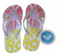 Roxy Dames Slippers Zilver met Roze Bloem en Logo Maat 36