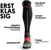 Kuinea Compressiekousen Reflectiestrips Rood Maat M / 39 - 42